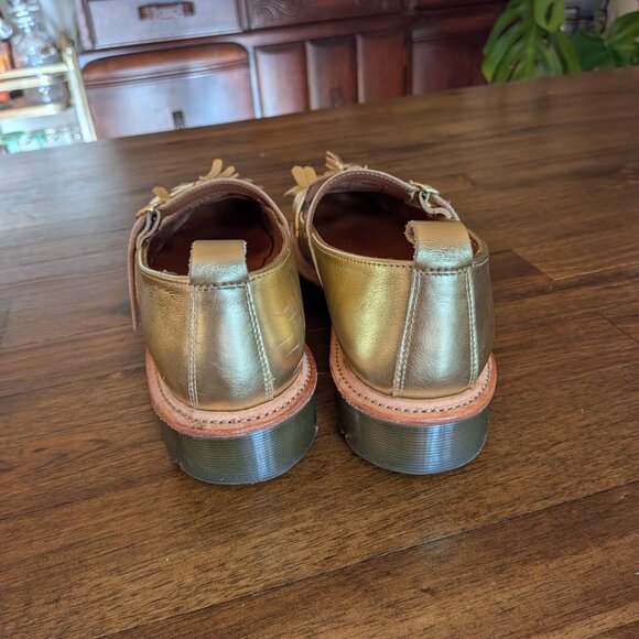 Dr Doc Martens Abril Mary Jane Loafer Tassel Kiltie Women's Size 8 Metallic Gold - Picture 4 of 7